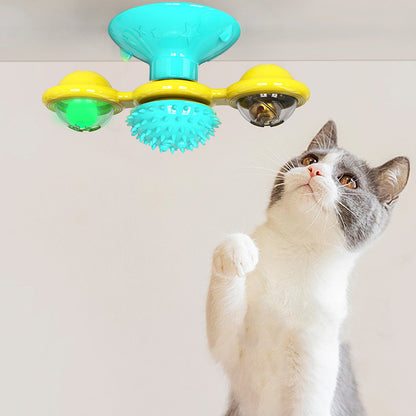 Interactive Windmill Cat Toy with Suction Base