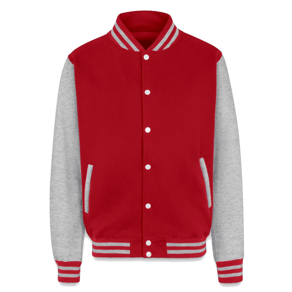 Just Hoods Heavyweight Letterman Jacket - red/heather grey