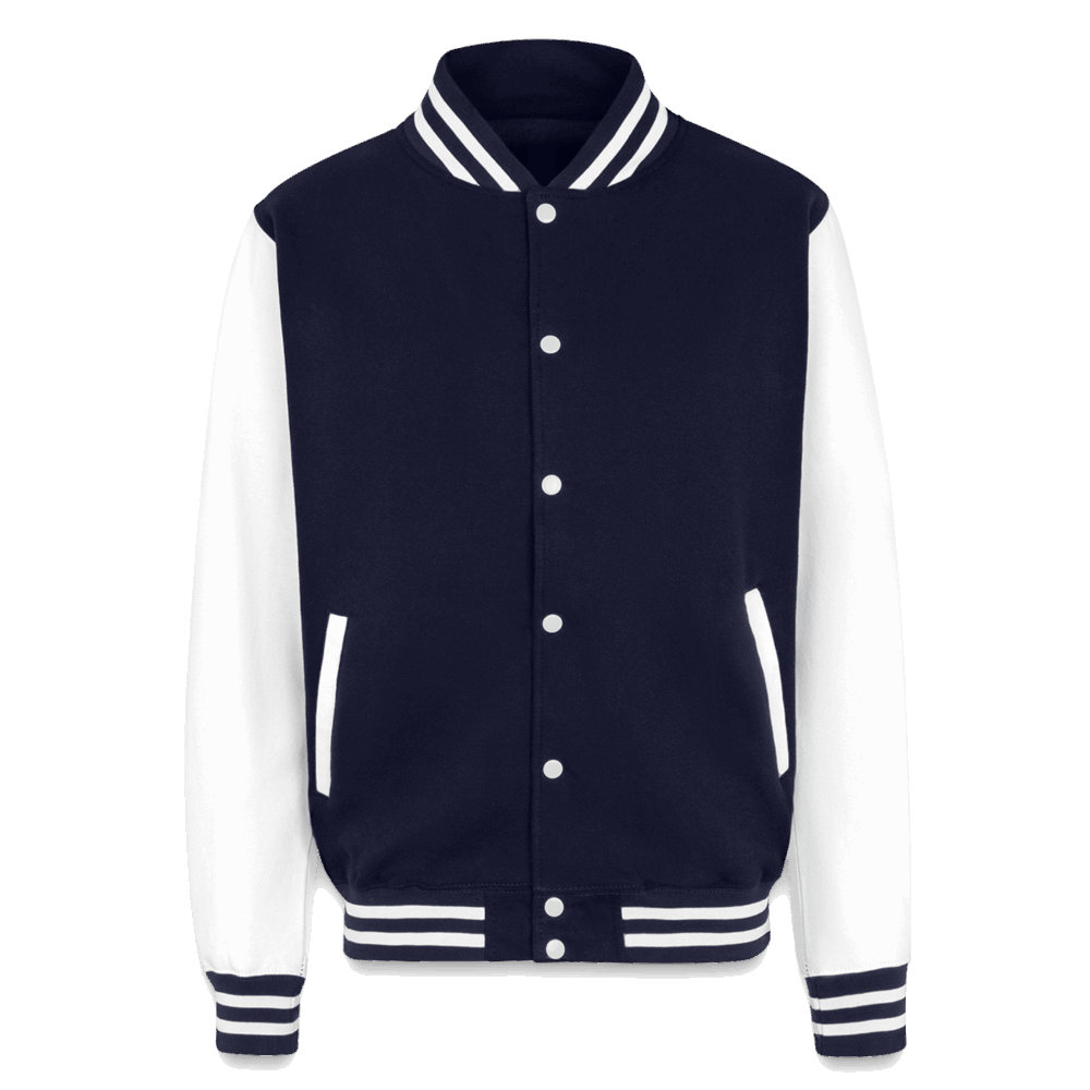 Just Hoods Heavyweight Letterman Jacket - navy/white