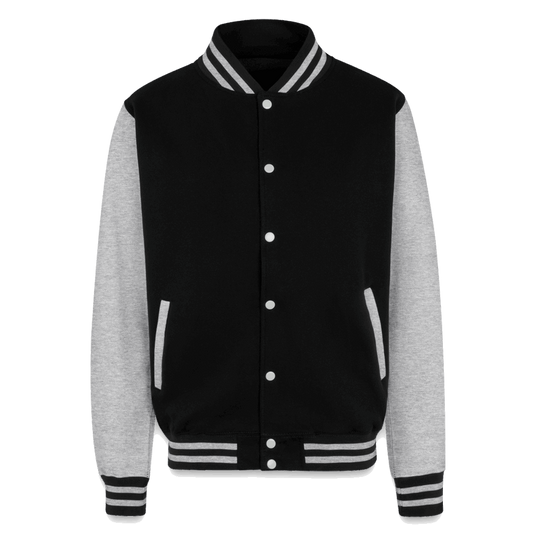 Just Hoods Heavyweight Letterman Jacket - black/heather grey