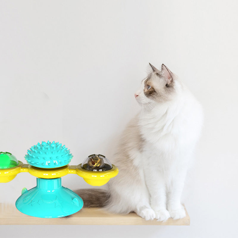 Interactive Windmill Cat Toy with Suction Base