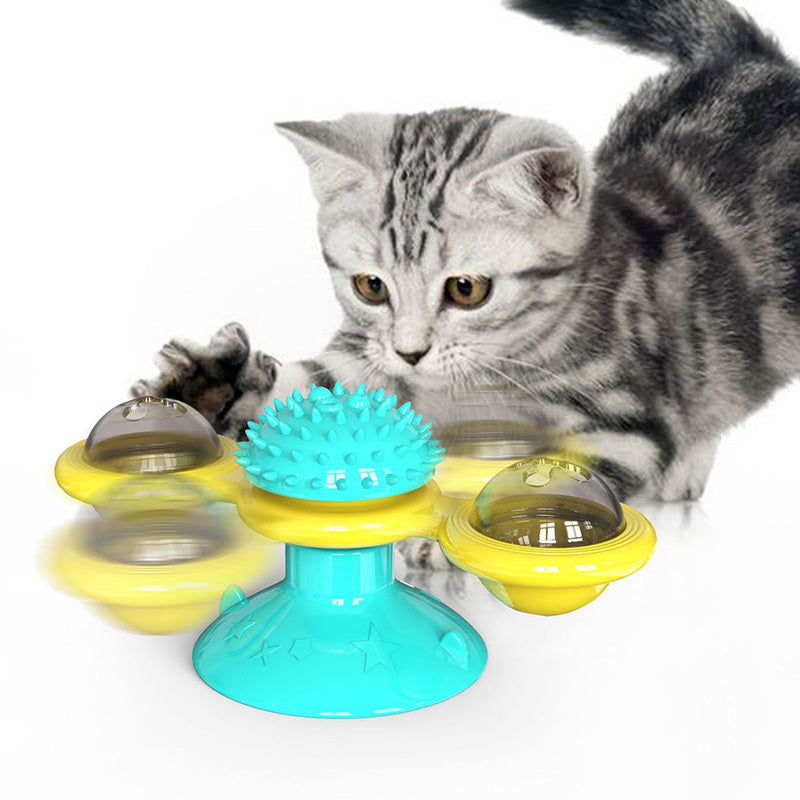 Interactive Windmill Cat Toy with Suction Base