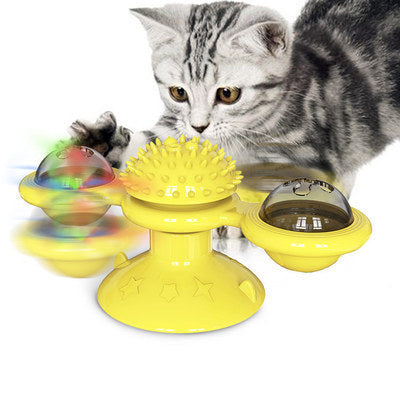 Interactive Windmill Cat Toy with Suction Base