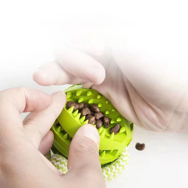 Treat Rubber Ball with Interactive Hemp Rope